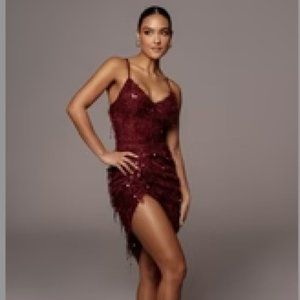 JLUXLABEL Burgundy Asymmetrical Skirt